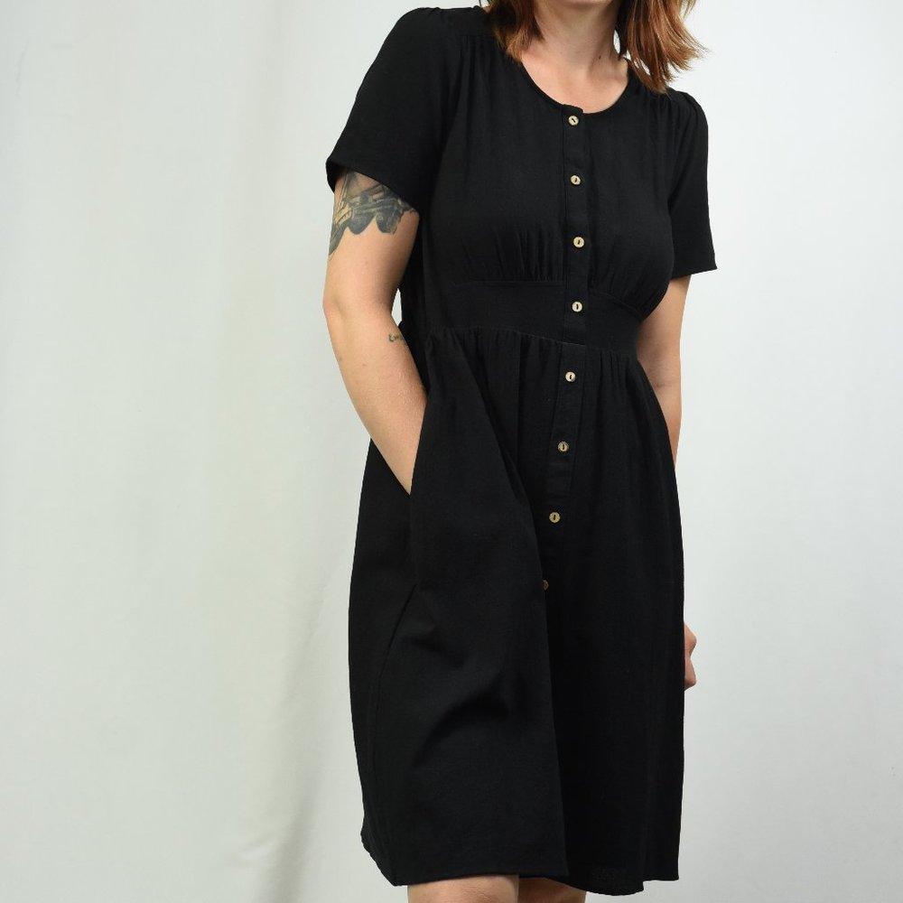Roolee Pieced Waist Button Down Midi Dress Sz M - Picture 5 of 11